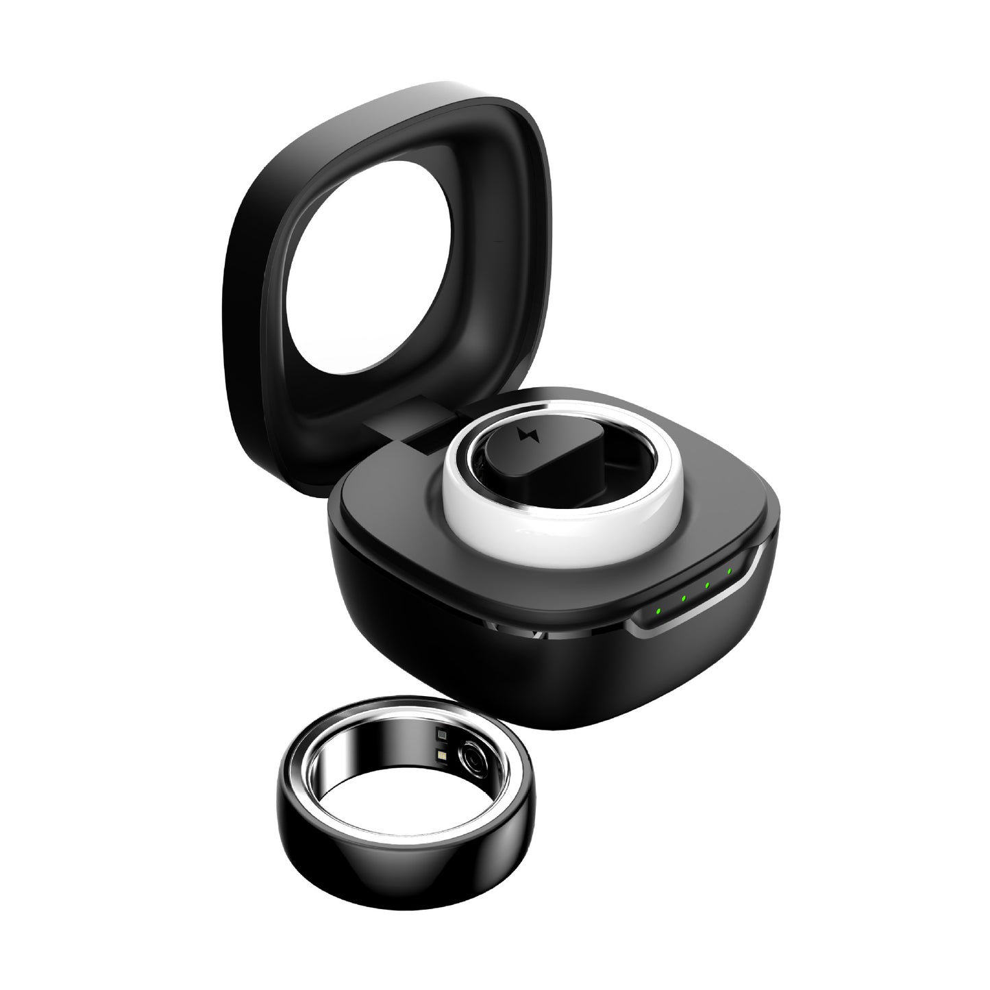 Smart Ring Sports Health Heart Rate Blood Oxygen in charging case, showcasing innovative design and functionality.