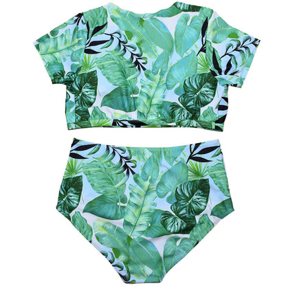 Women's Plus Size Split Swimsuit with Veil - Nylon Swimwear