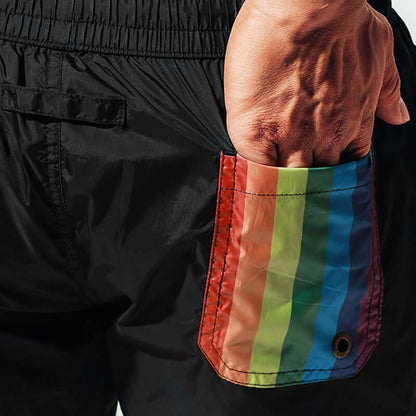 Men's Rainbow Print Swim Shorts - Quick-Dry Summer Trunks