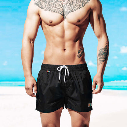 Men's Rainbow Print Swim Shorts - Quick-Dry Summer Trunks