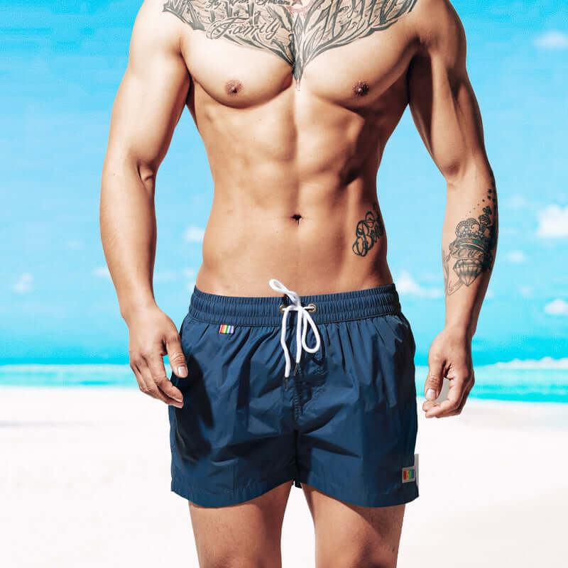 Men's Rainbow Print Swim Shorts - Quick-Dry Summer Trunks