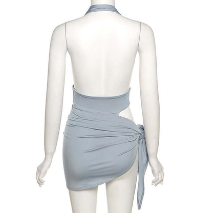 Women's Gray-Blue Two-Piece Swimsuit Casual Sleeveless