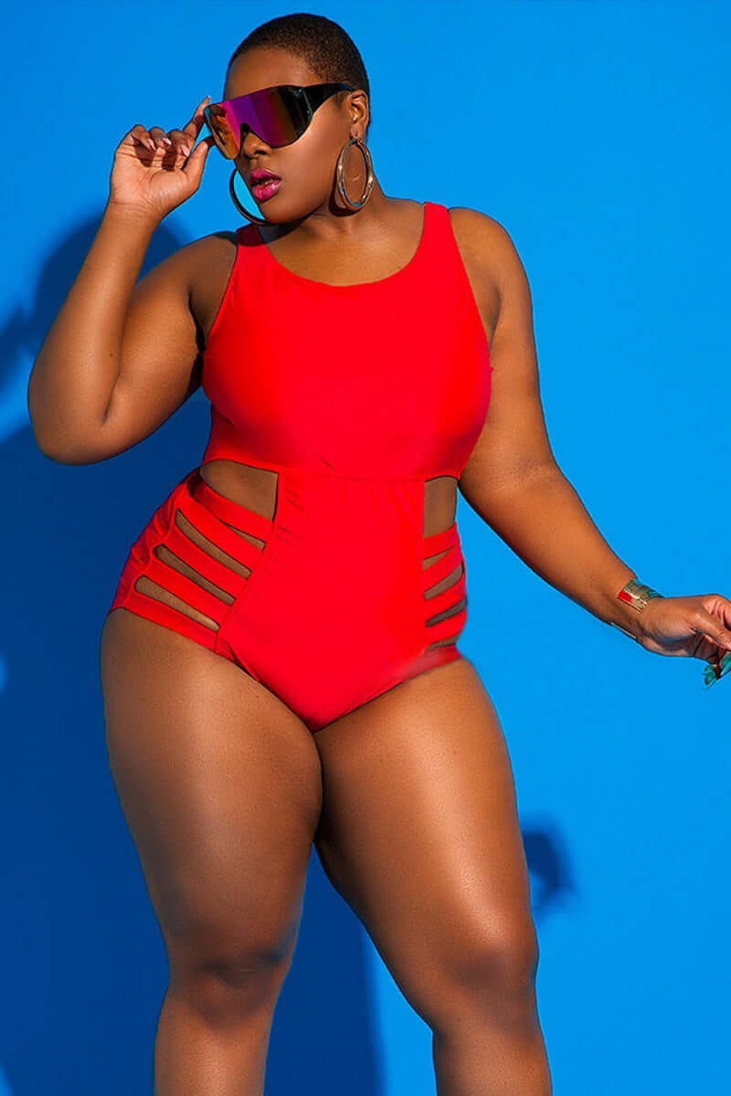 Women's Plus Size Swimsuit Spandex with Chest Pad