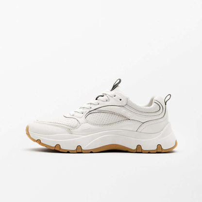 Women's First Layer Cowhide Casual Sneakers Thick Sole