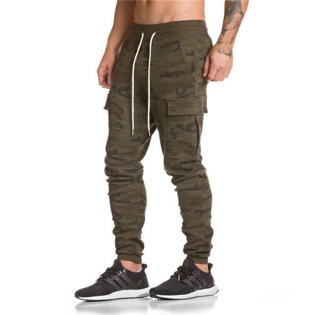 Men's Cargo Joggers in camouflage design, featuring elasticated waistband and side pockets, perfect for casual and active wear.
