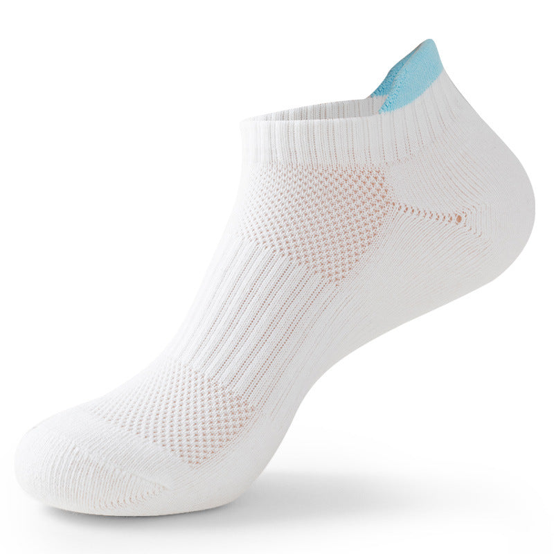Women's Performance Running Socks in white with blue acce