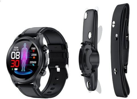 Bluetooth Smart Watch Health Detection showing fitness metrics and interchangeable straps.