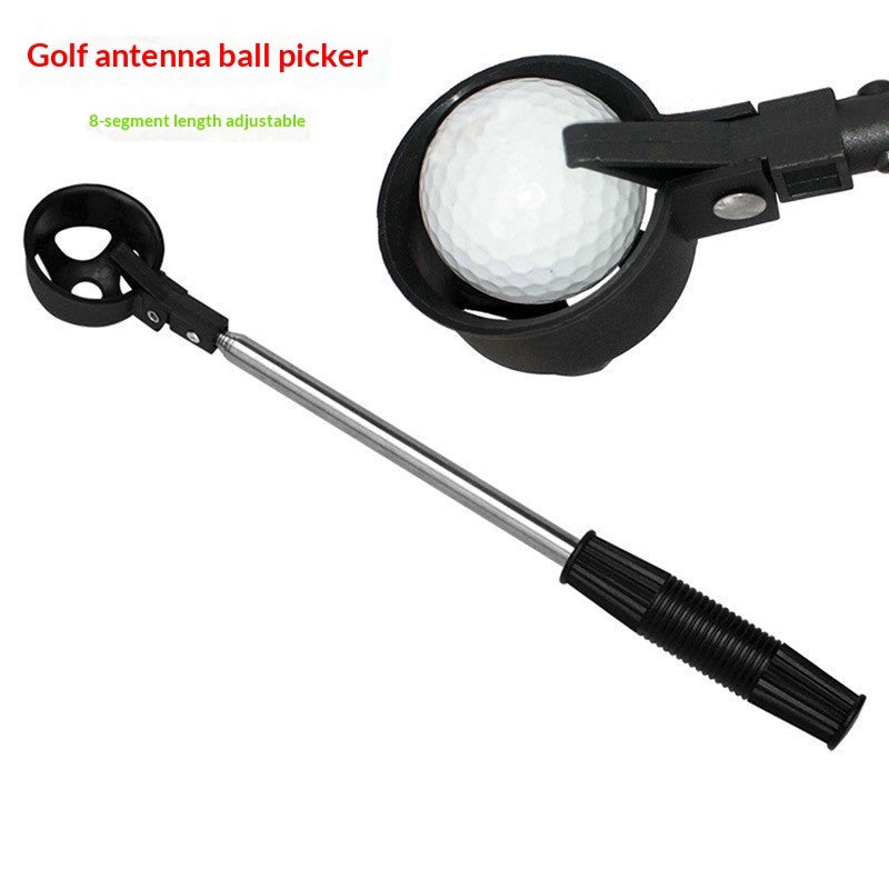Golf antenna ball picker with adjustable length, designed for easily retrieving golf balls from various terrains.