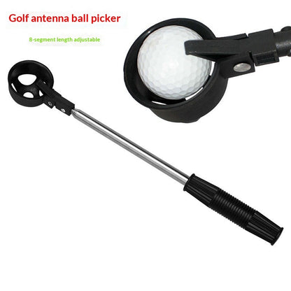 Golf antenna ball picker with adjustable length, designed for easily retrieving golf balls from various terrains.