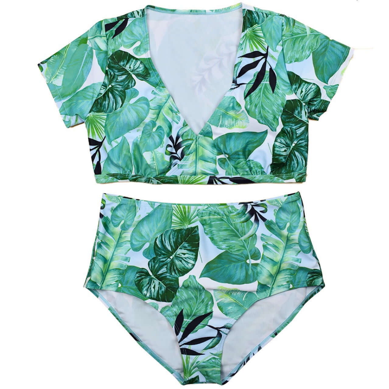 Women's Plus Size Split Swimsuit with Veil - Nylon Swimwear