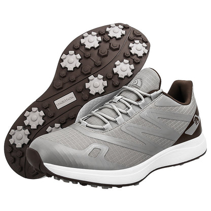 Breathable men's golf sneakers with mesh upper, designed for comfort and traction on the golf course.