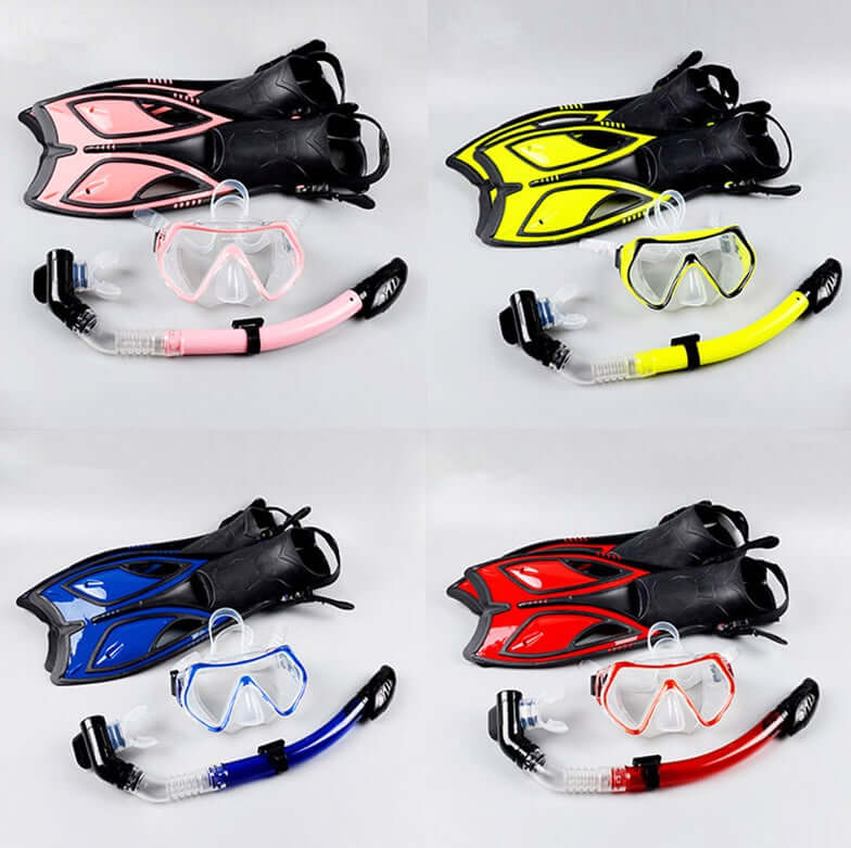 Dry Snorkel Set with Corrective Goggles and Swim Fins
