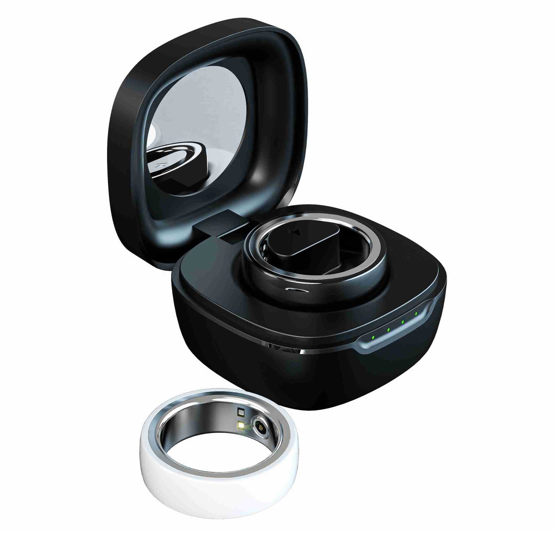 Smart Ring Sports Health Heart Rate Blood Oxygen with charging case, showcasing innovative health tracking technology.