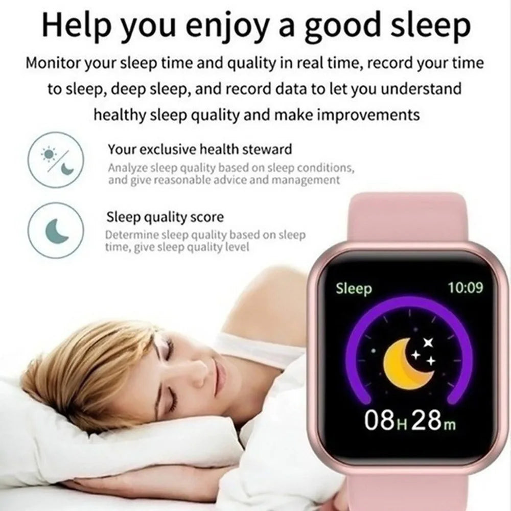 Multifunctional smart watch for fitness tracking sleep quality and duration in real time.