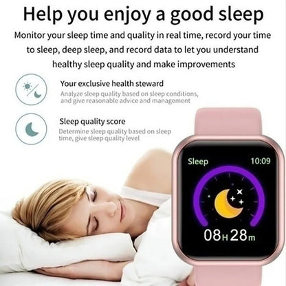 Multifunctional smart watch for fitness tracking sleep quality and duration in real time.