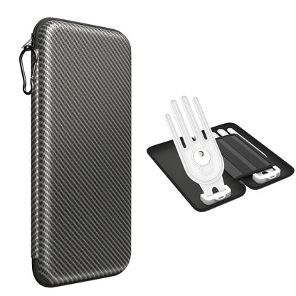Double glove bag with two brackets shown with a carbon fiber design for efficient golf gear storage.