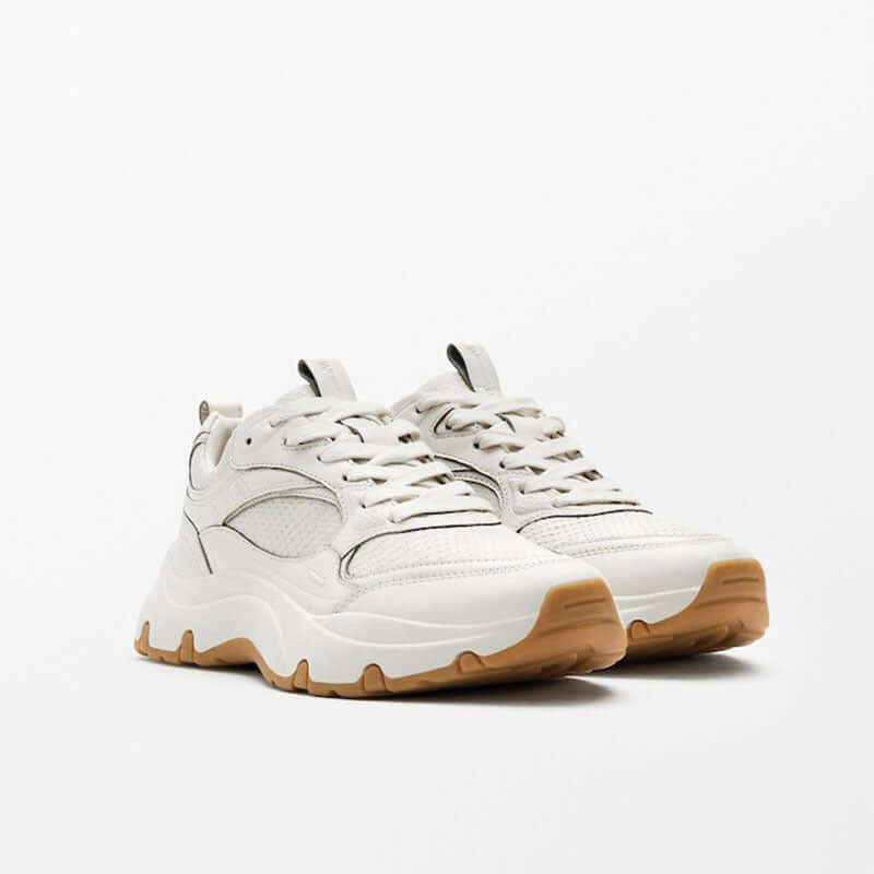 Women's First Layer Cowhide Casual Sneakers Thick Sole
