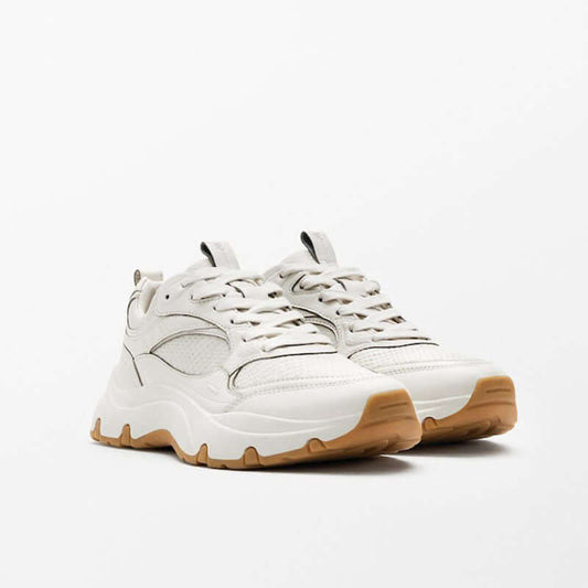Women's First Layer Cowhide Casual Sneakers Thick Sole