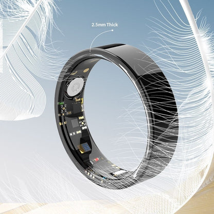 Close-up view of Multi-functional Waterproof Smart Ring showcasing its 2.5mm thickness and internal components.
