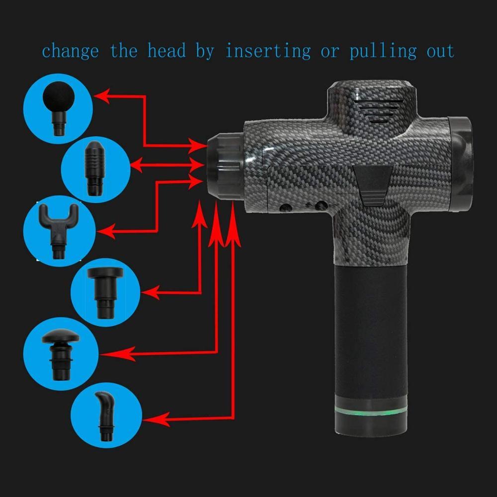 Handheld Massager showing interchangeable heads for personalized muscle relaxation therapy.