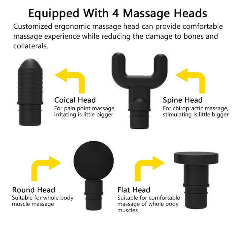 Handheld Massager equipped with 4 massage heads for versatile muscle relief and recovery options.